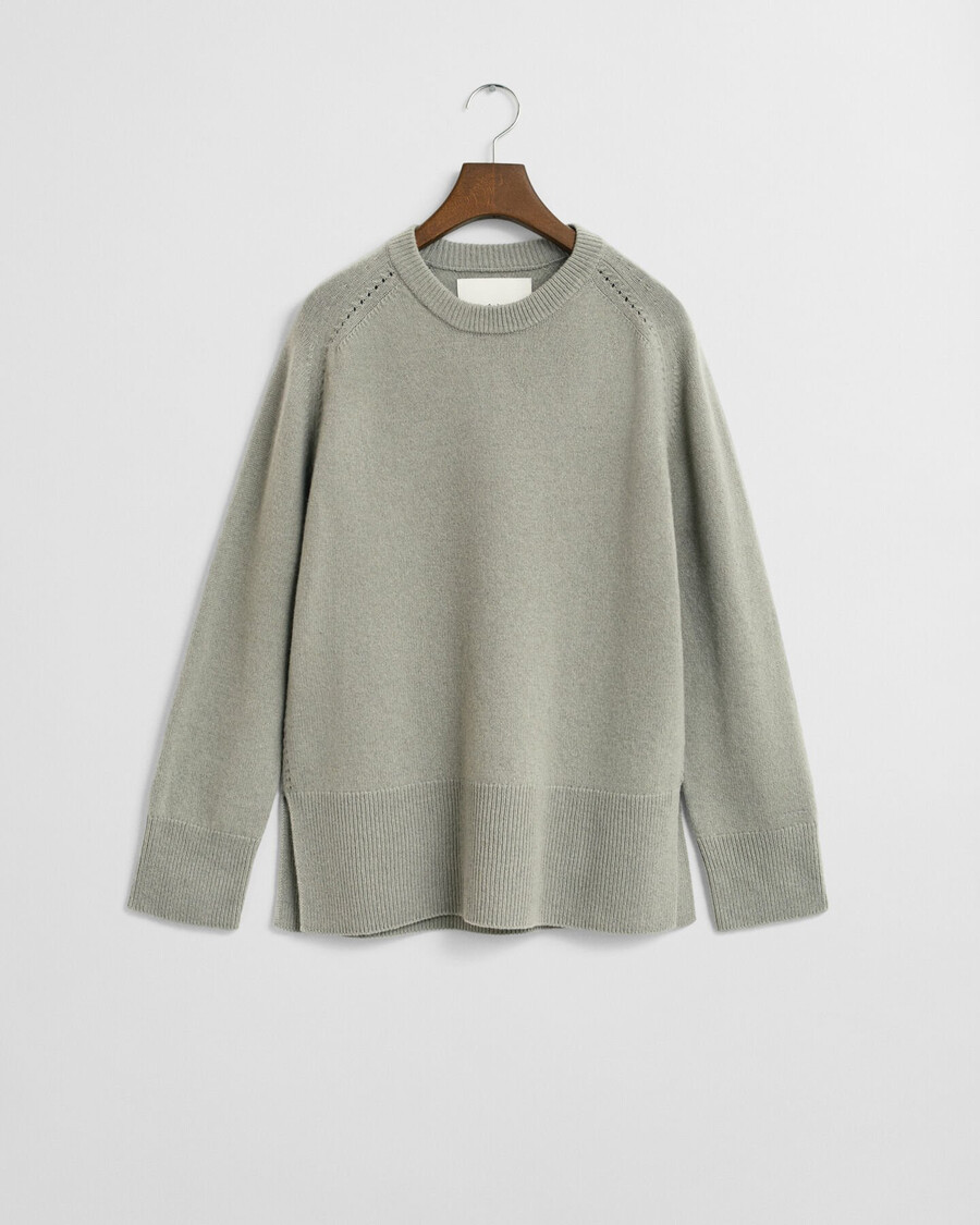 soft wool cashmere blend crew neck sweater - faded sage