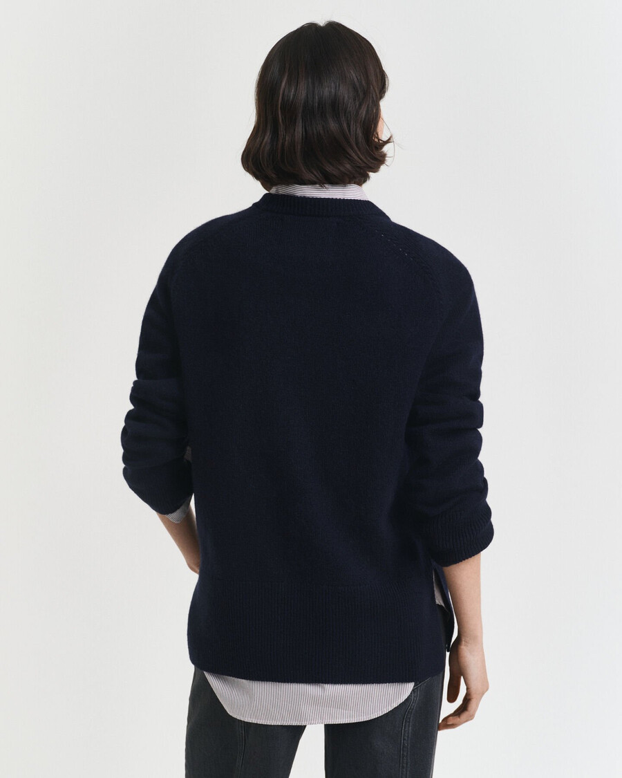 soft wool cashmere blend crew neck sweater - evening blue