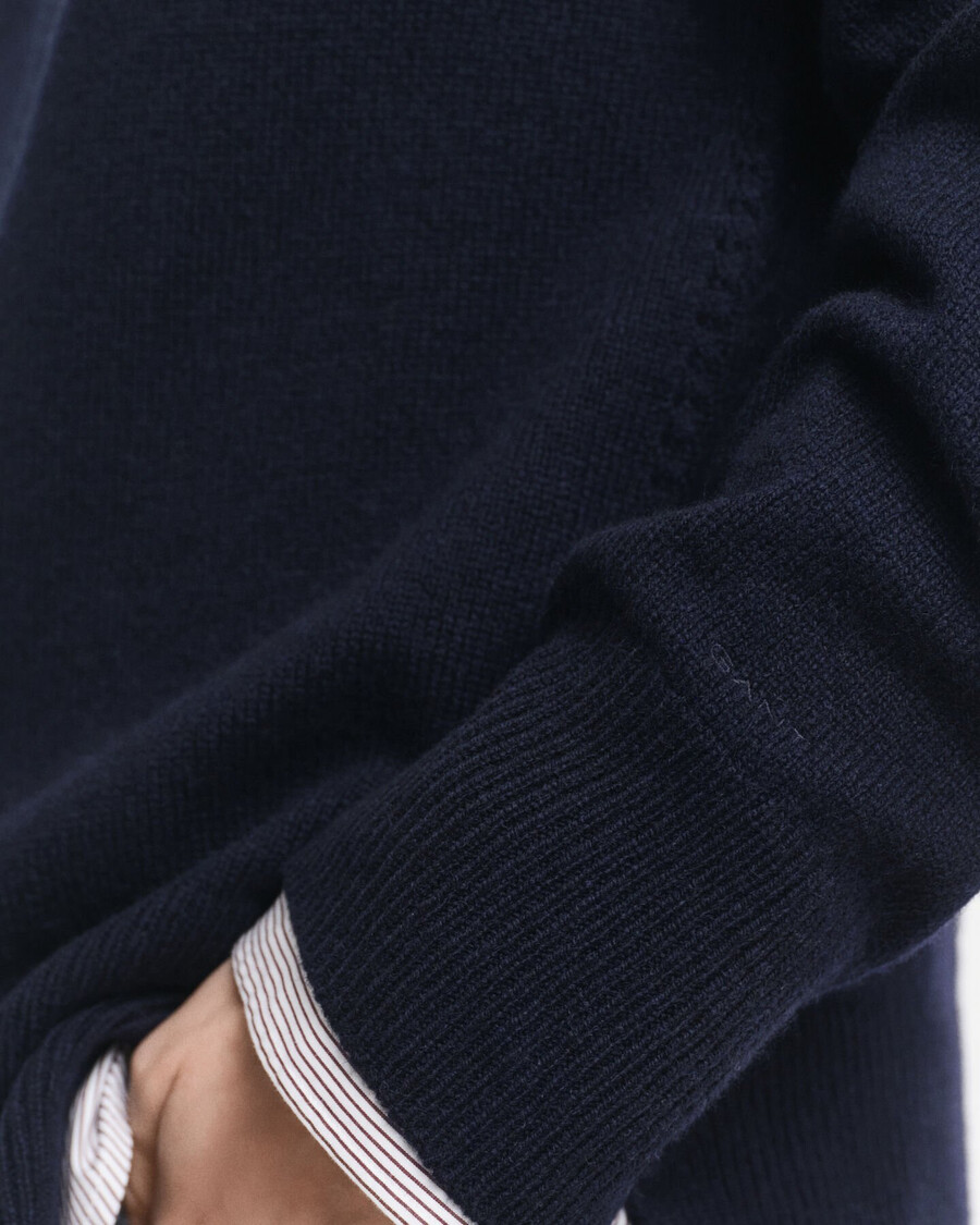 soft wool cashmere blend crew neck sweater - evening blue