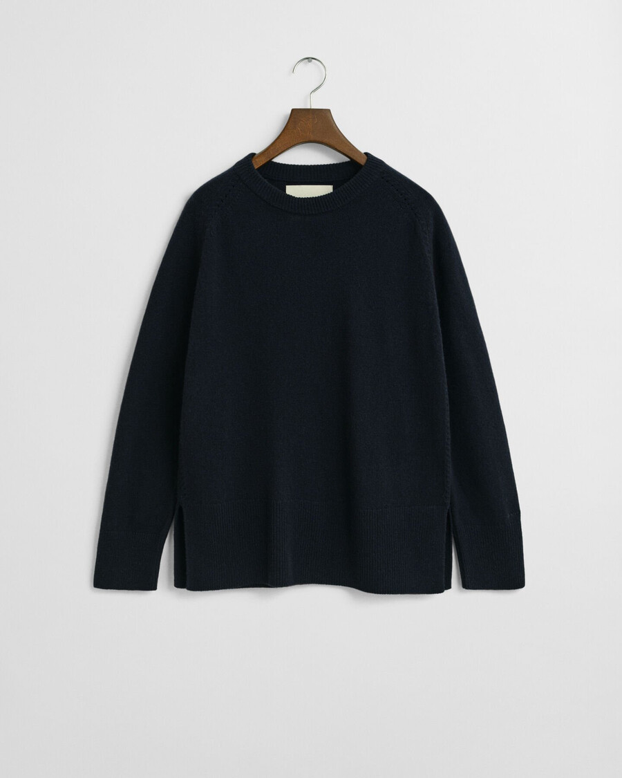 soft wool cashmere blend crew neck sweater - evening blue