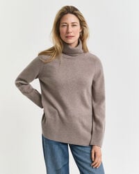 soft wool cashmere blend turtleneck sweater - taupe beige