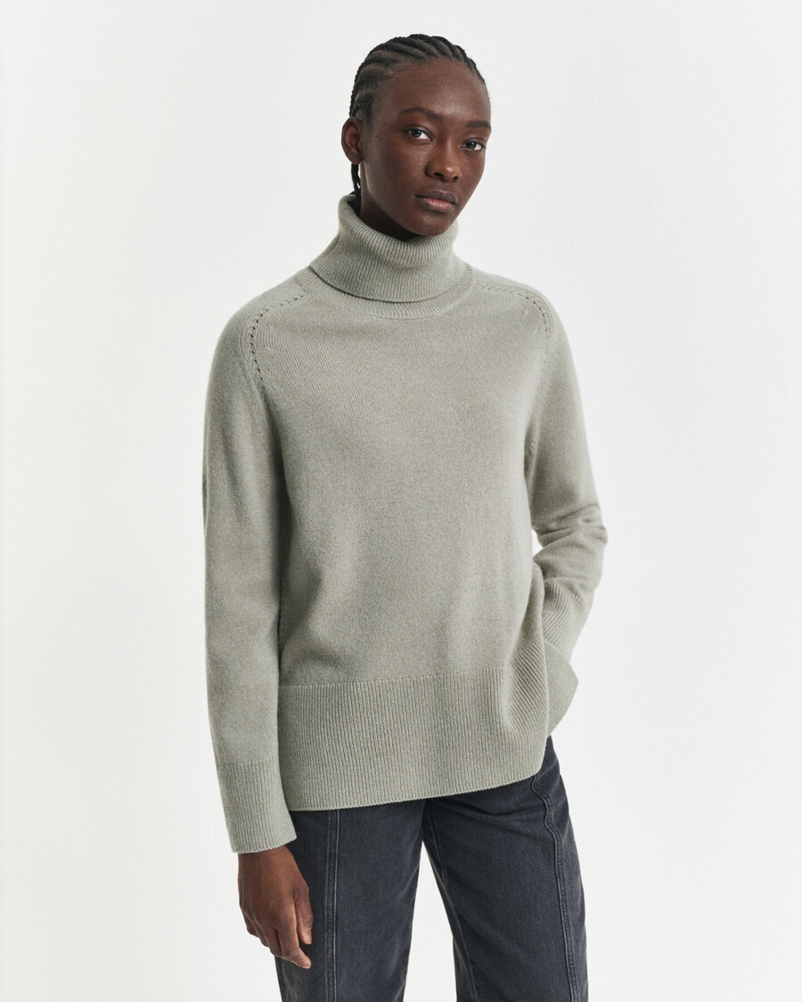 soft wool cashmere blend turtleneck sweater - faded sage