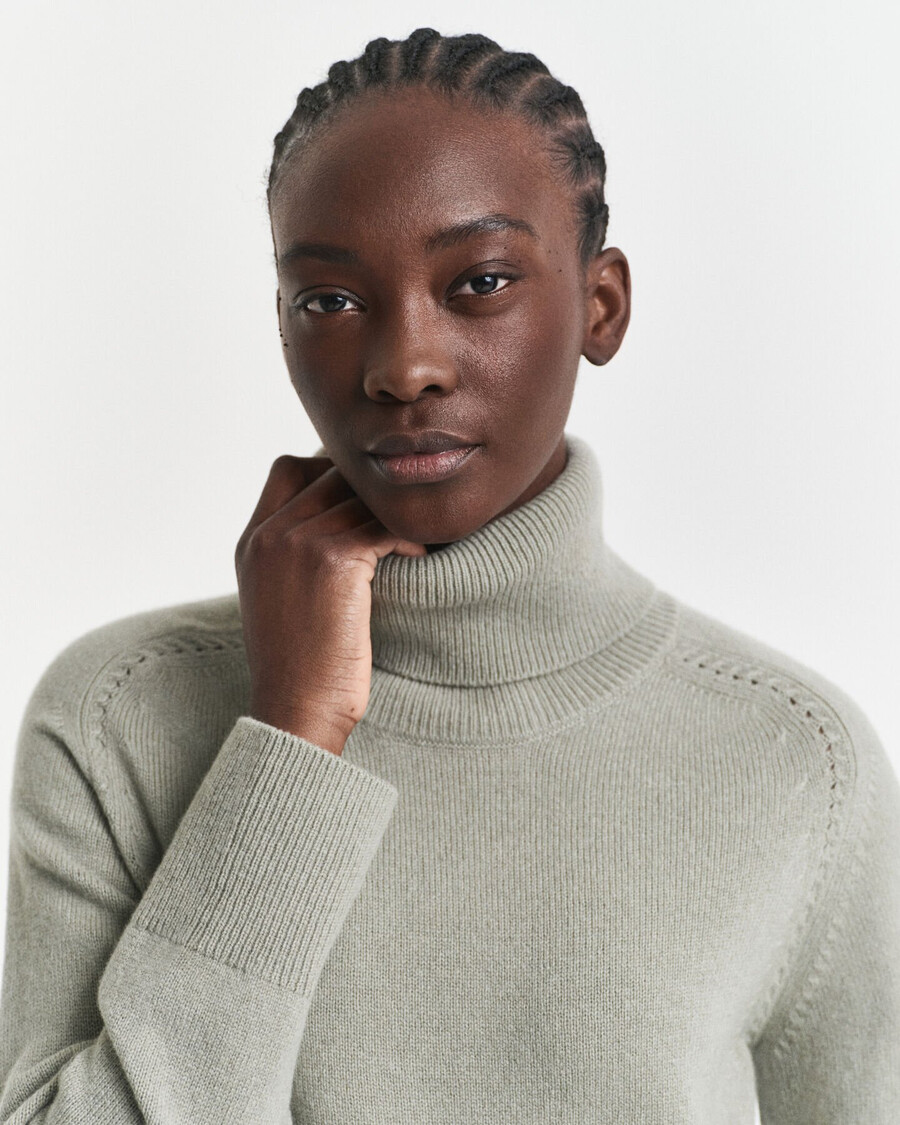 soft wool cashmere blend turtleneck sweater - faded sage