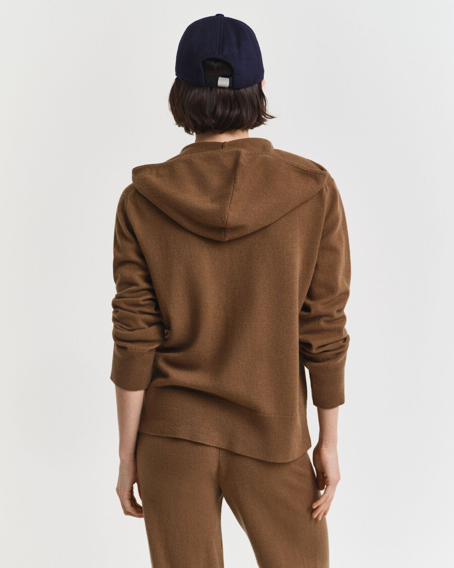 superfine lambswool zip hoodie - warm khaki