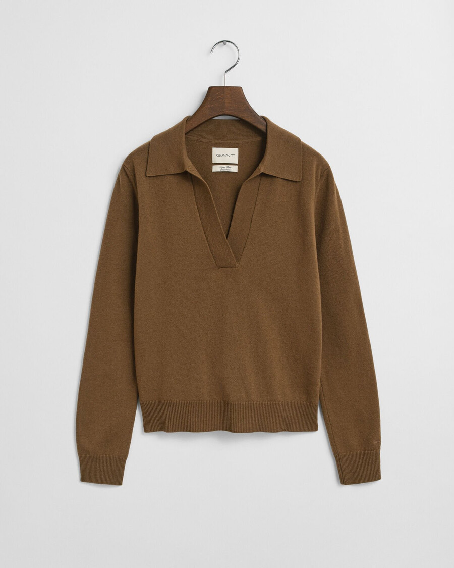 superfine lambswool rugger - warm khaki