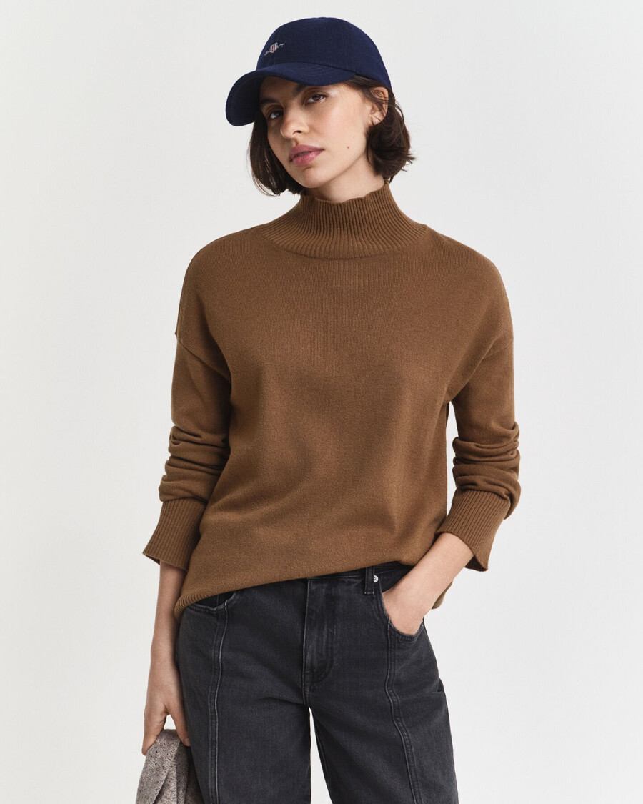 superfine lambswool turtleneck sweater - warm khaki