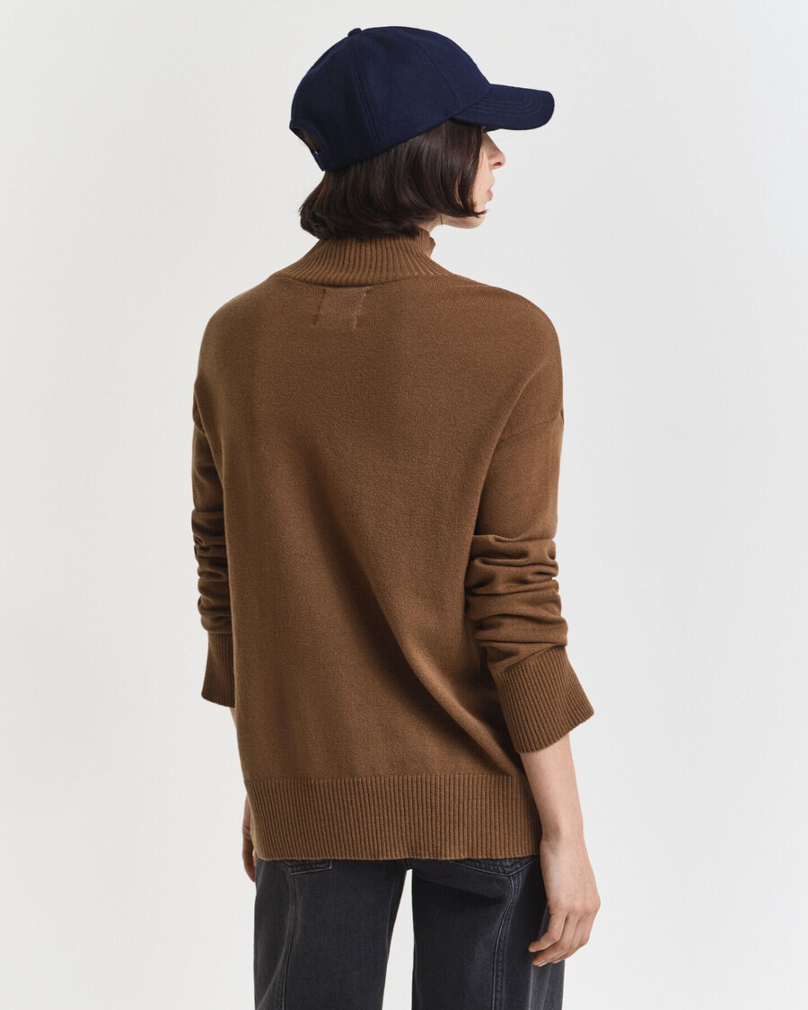 superfine lambswool turtleneck sweater - warm khaki
