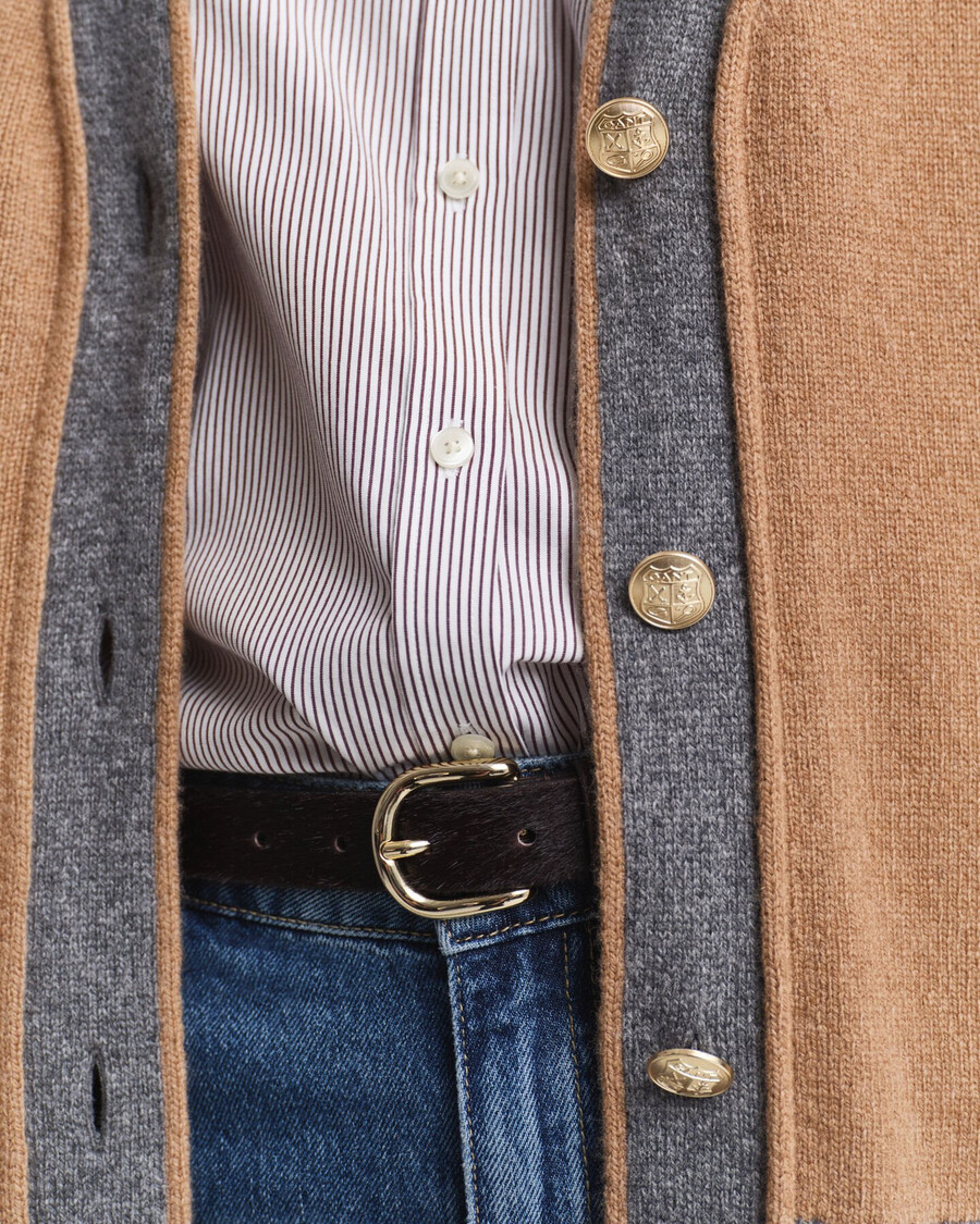 varsity vneck cardigan - whiskey brown