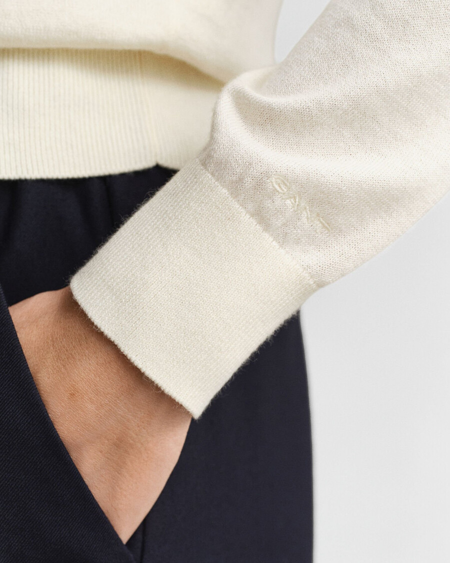 lightweight knit crew neck cardigan - cream