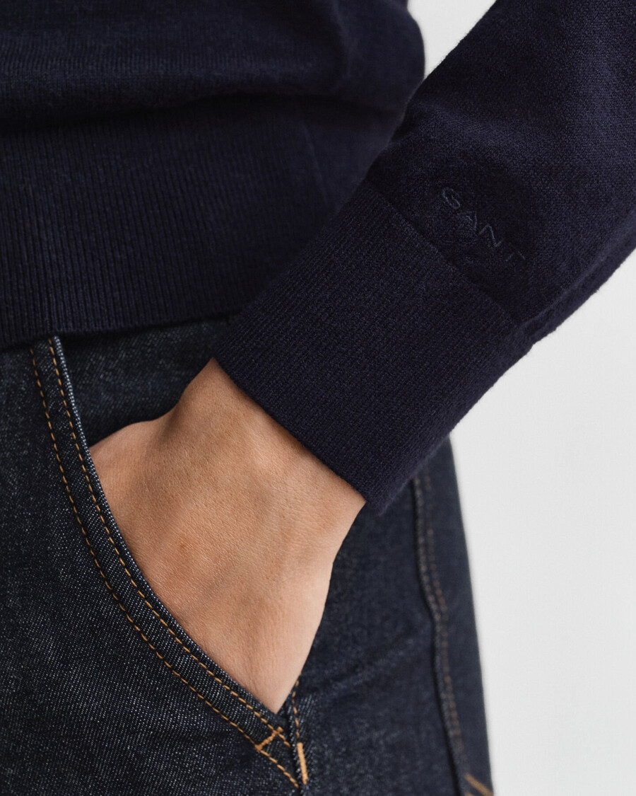 lightweight knit crew neck cardigan - evening blue