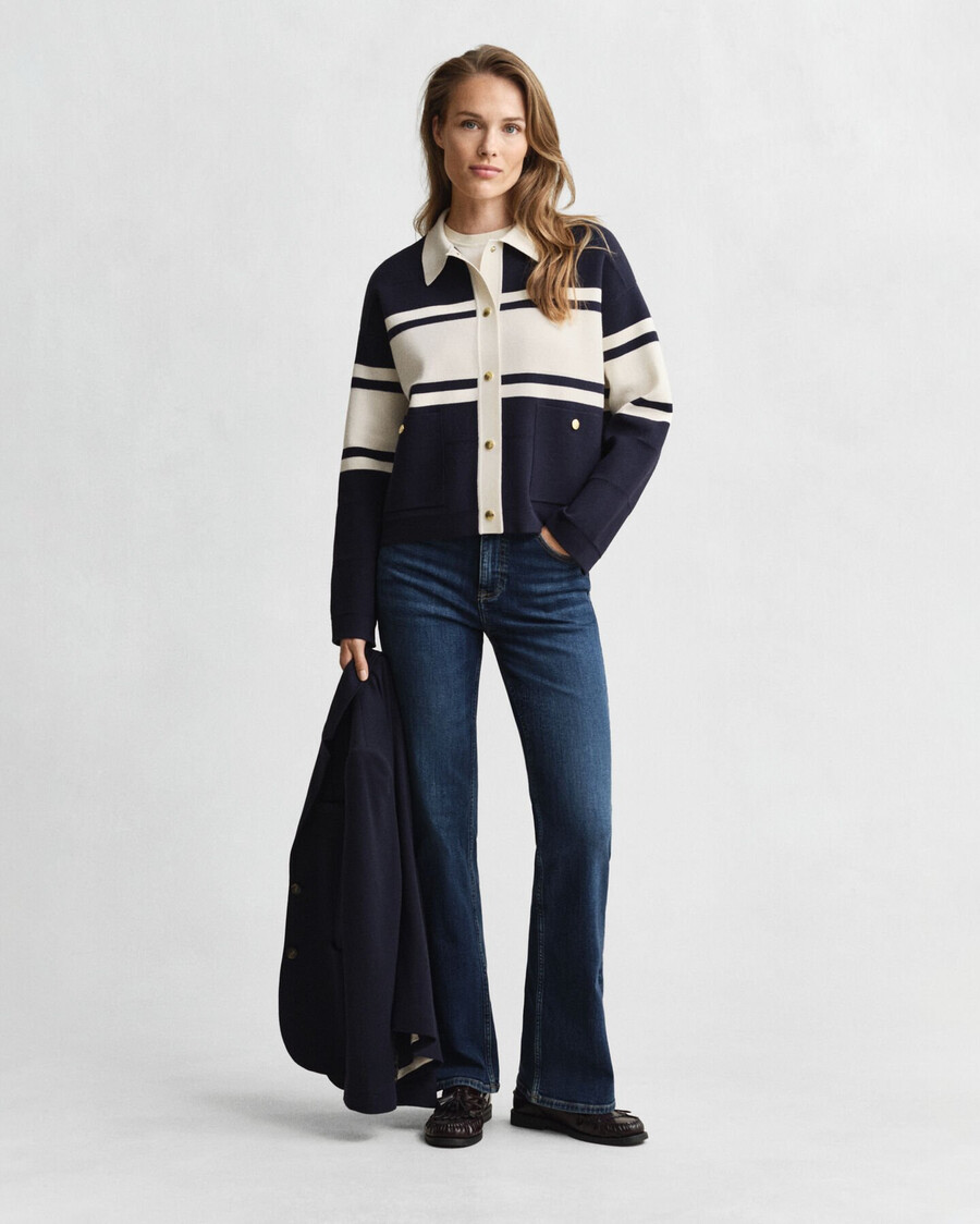 color blocked cardigan - evening blue