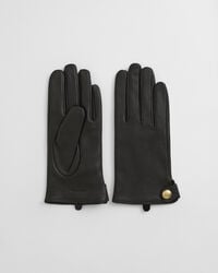 buttoned leather gloves - deep brown