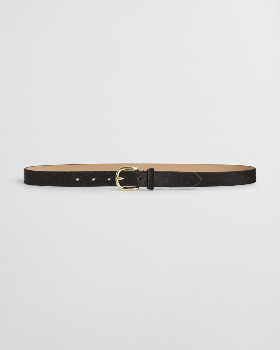 pony hair leather belt - deep brown