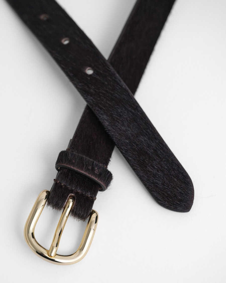 pony hair leather belt - deep brown
