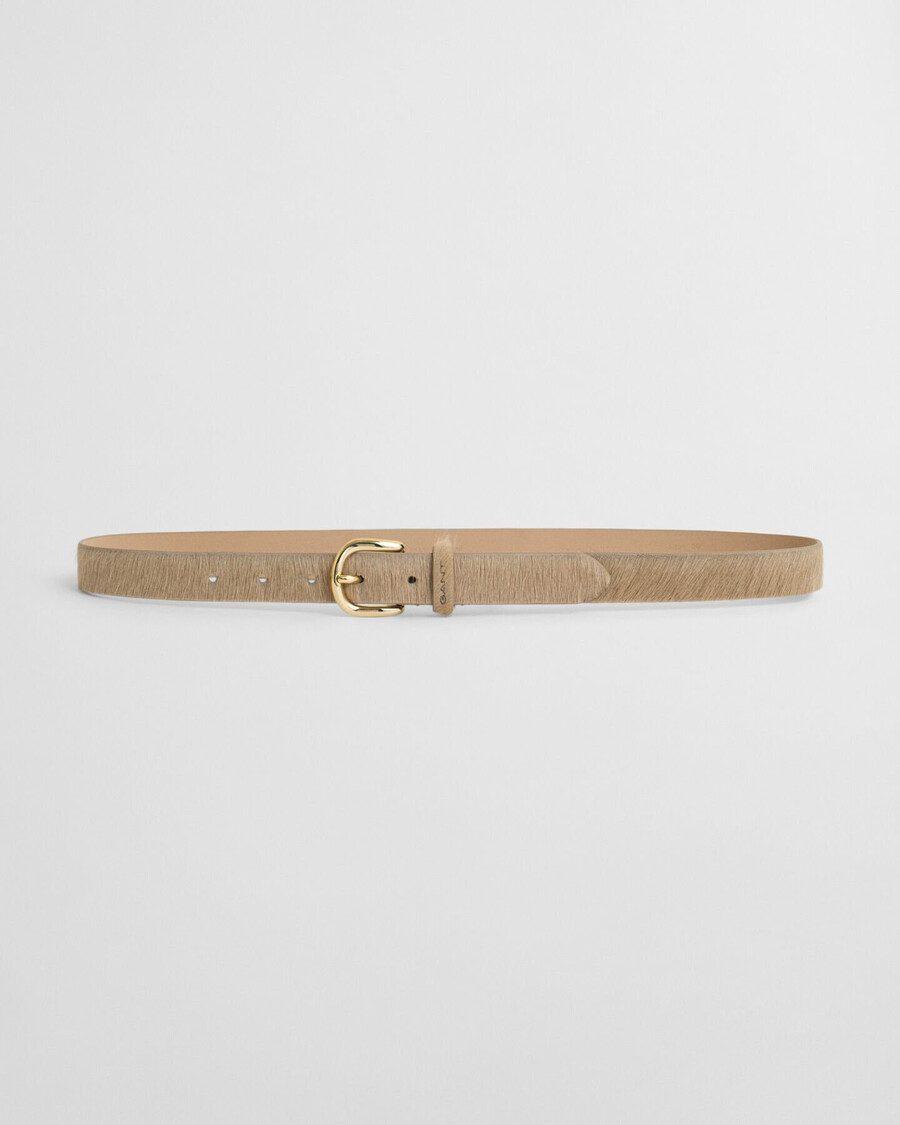 pony hair leather belt - greige