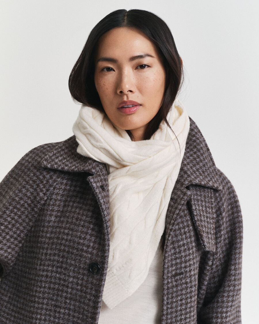 cable knit wool scarf - cream