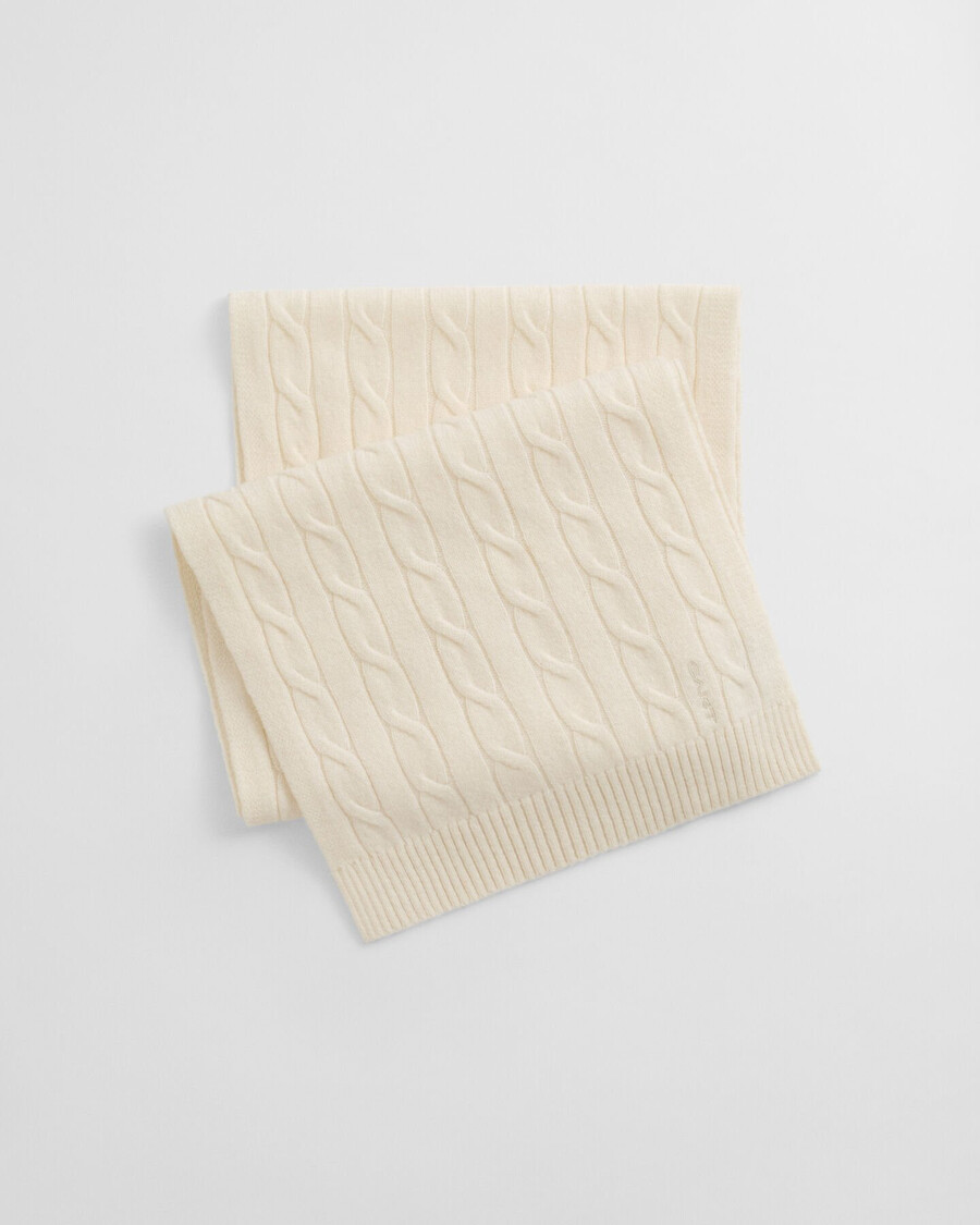 cable knit wool scarf - cream
