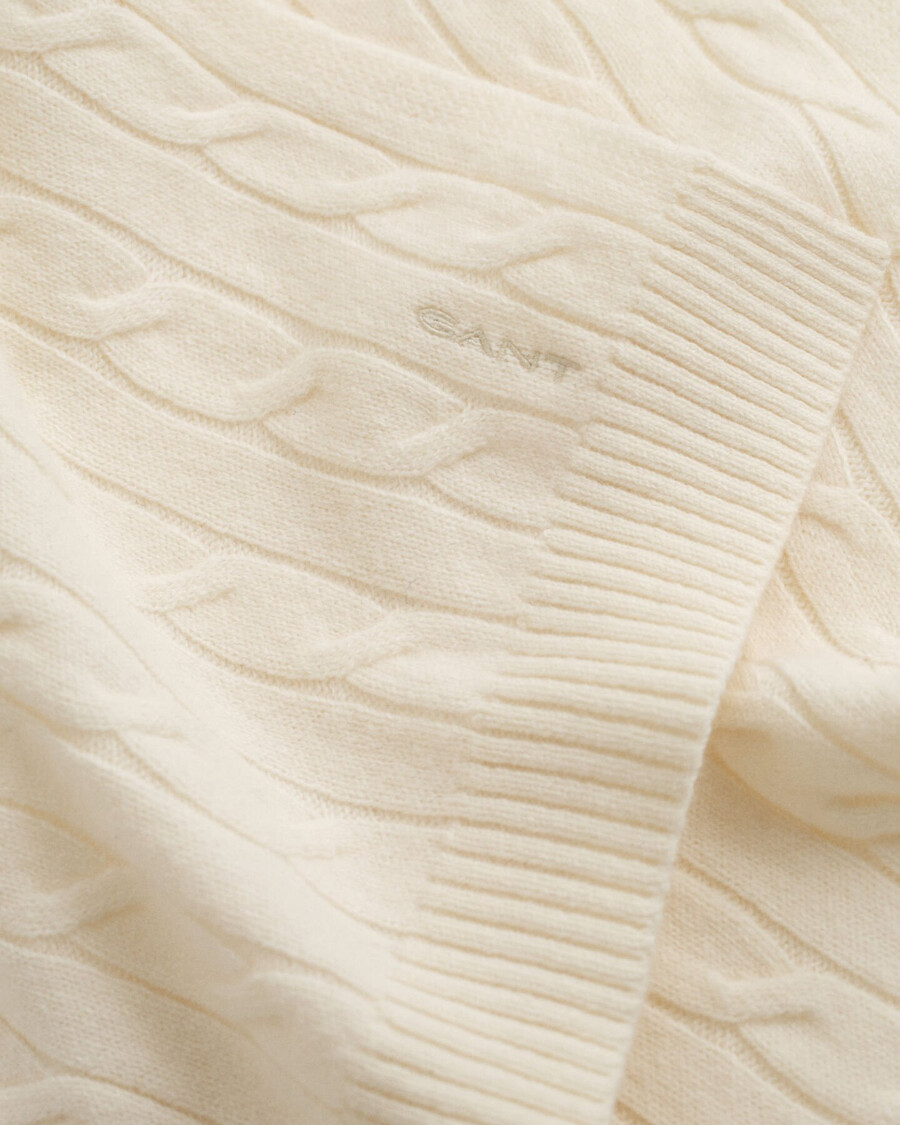 cable knit wool scarf - cream
