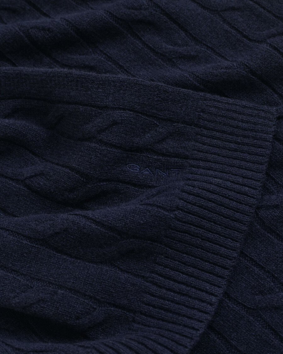 cable knit wool scarf - evening blue