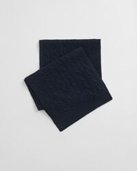 cable knit wool scarf - evening blue