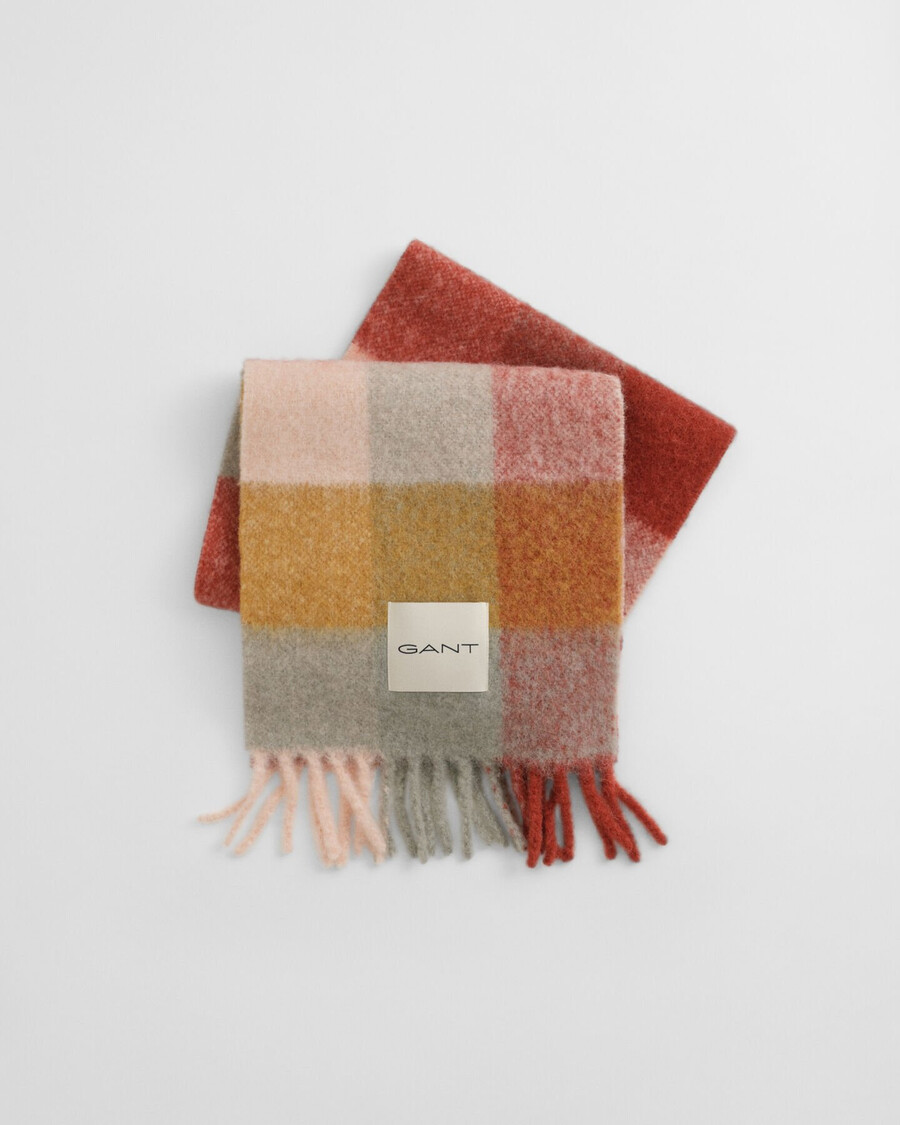 checked alpaca wool blend scarf - multicolor