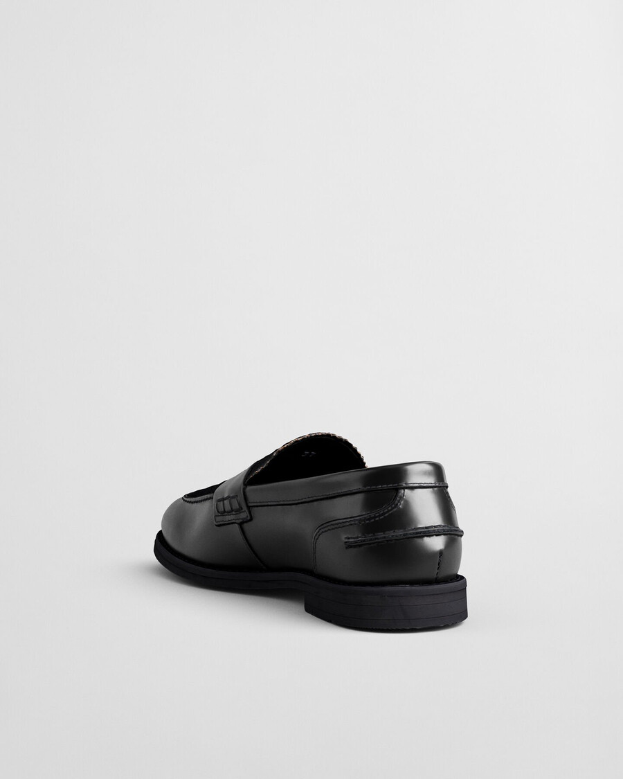 gracelyn fur leather loafers - black