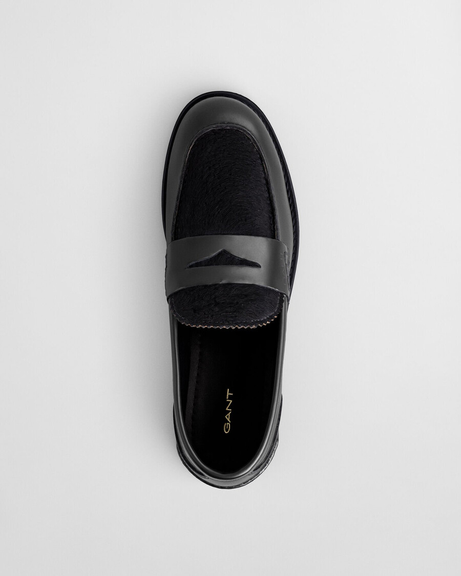 gracelyn fur leather loafers - black
