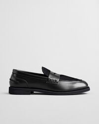 gracelyn fur leather loafers - black